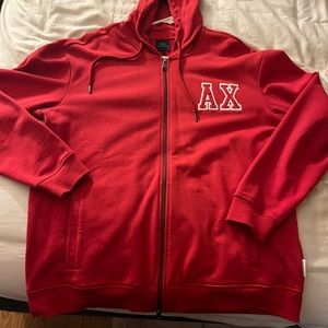 Listed as M but fits like a Large Armani Exchange zip up hoodie red